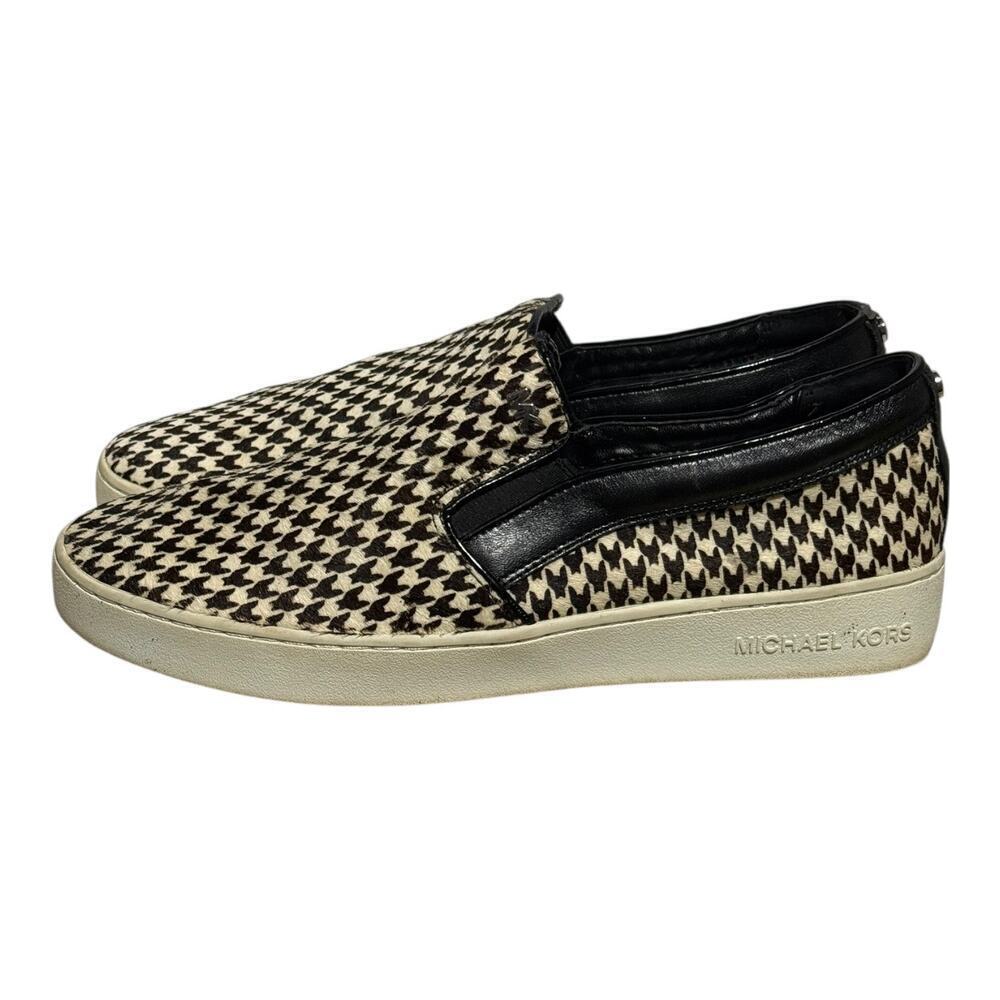 Michael Kors Houndstooth Slip On Sneakers Black White Women's Size 9.5M - Picture 3 of 7